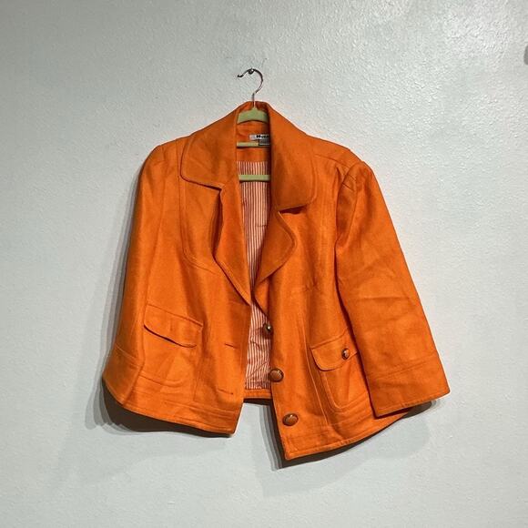 Nygard Orange Linen Blend Blazer Sz 16 - Picture 2 of 11